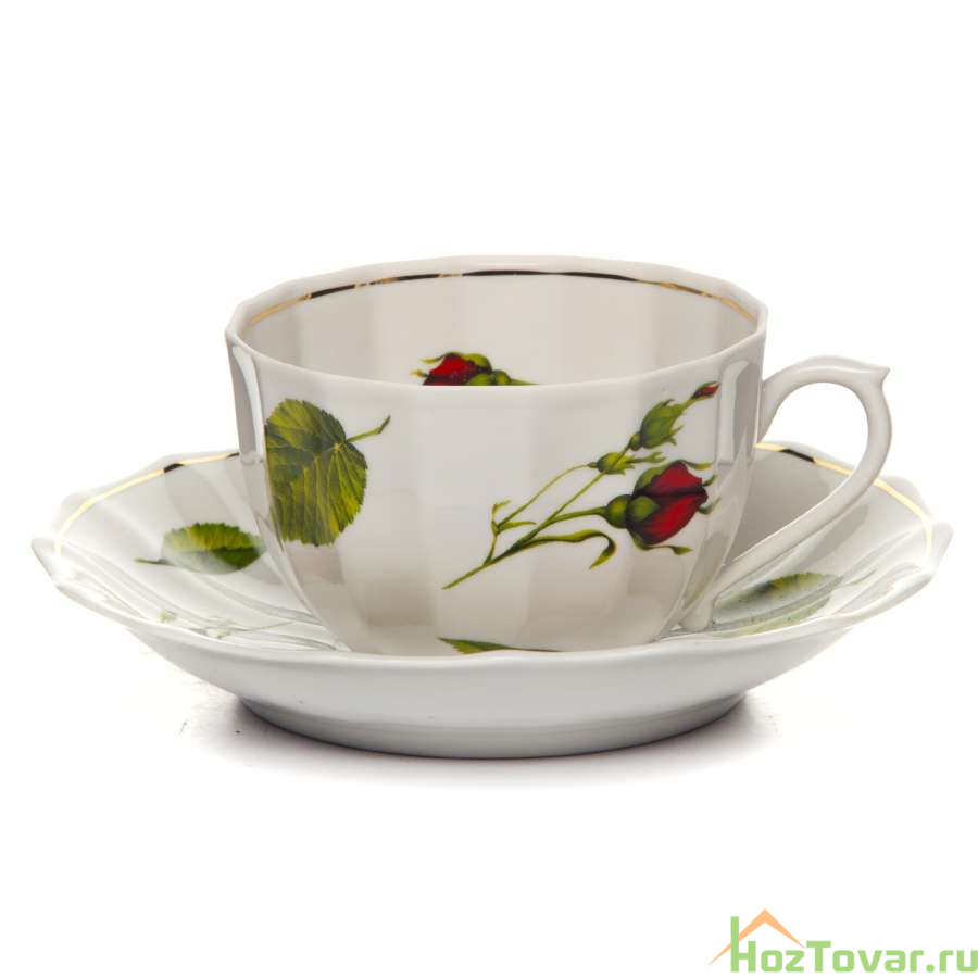 Чашка с блюдцем 200 мл Бутоны раскидные