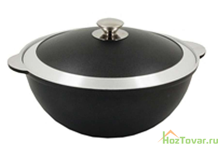 Казан литой 6,0л с крышкой декоративное черное покрытие