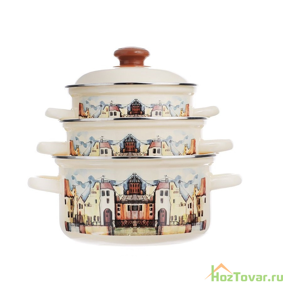 Набор кастрюль "Старый город" с крышками, 6 предметов