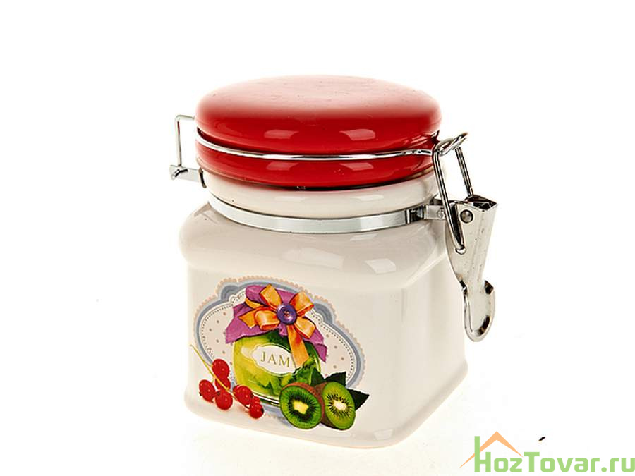 Банка для сыпучих продуктов (клипс) "Джем" 9,5*9,5*12,5см v=500мл (квадратная) 