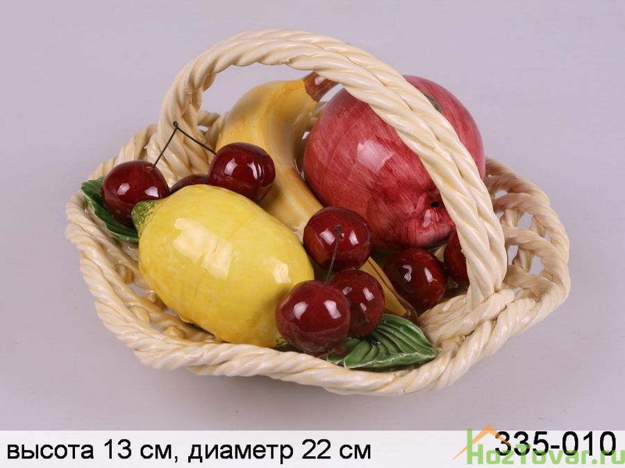 Изделие декоративное "КОРЗИНА С ФРУКТАМИ" высота=13 см диаметр=22 см.