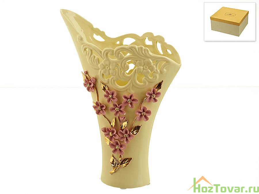 Ваза декоративная "Цветочное колье" 22,5*10*32см. (фарфор) (подарочная упаковка)
