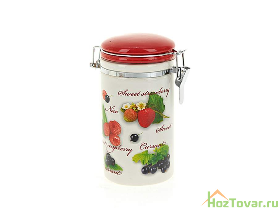 Банка для сыпучих продуктов (клипс) "Садовая ягода" d=7,5см h=15см v=400мл (подарочная упаковка)