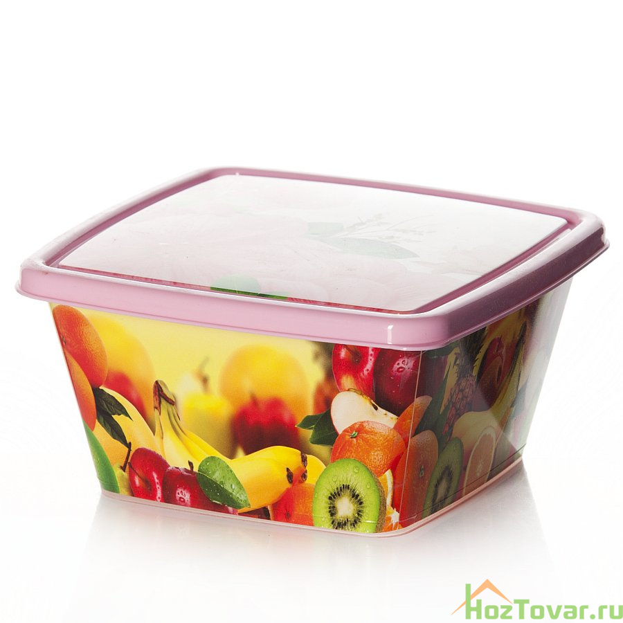 Емкость для СВЧ квадратная "Фруктовое ассорти", объем 0,8 л