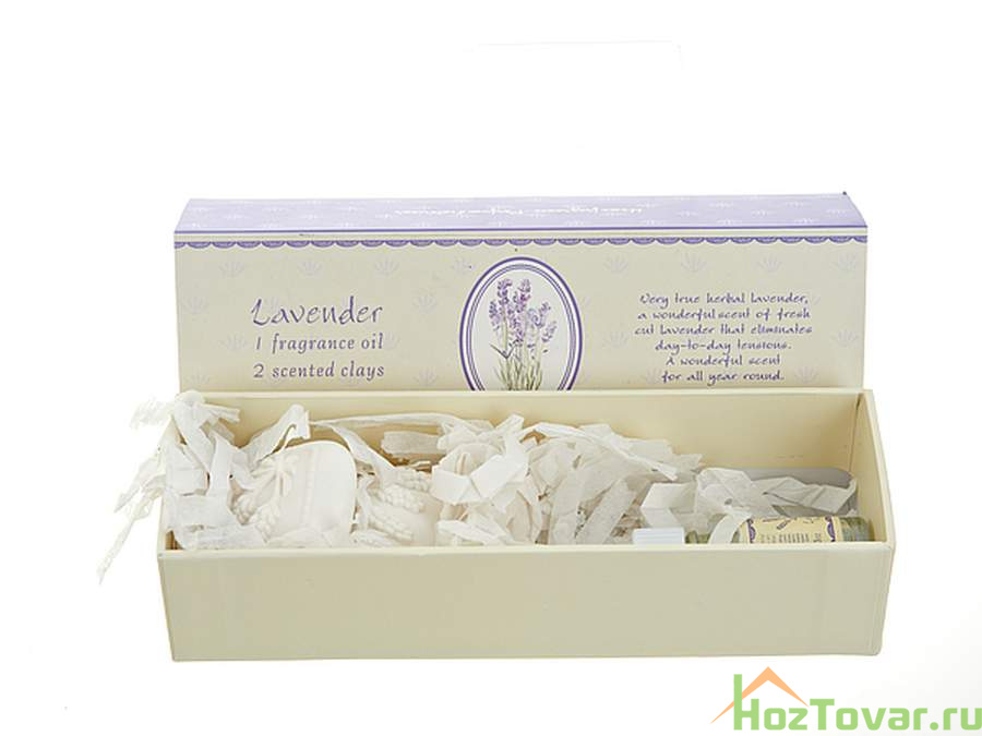 Подарочный набор 3пр."Lavender"(изделие декор. ароматизированное 2шт.,ароматизатор для помещений v=10мл)с ароматом лаванды(18,5*6*4,5см)(под.уп.)