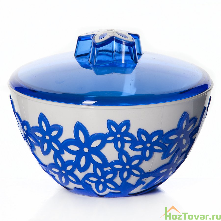 Сахарница с крышкой Виктория 0,5 л, высота 100 мм диаметр 125 мм (синяя)