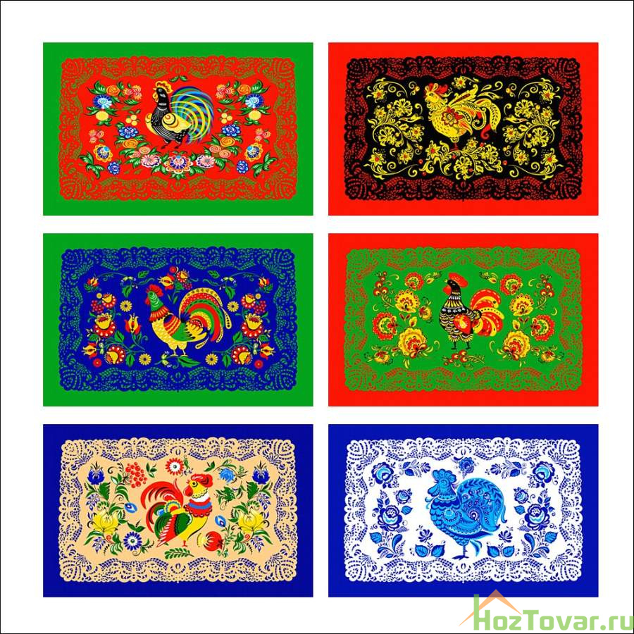 Полотенце-салфетка "Русский петух", 46x28 см (дизайн в ассортименте)