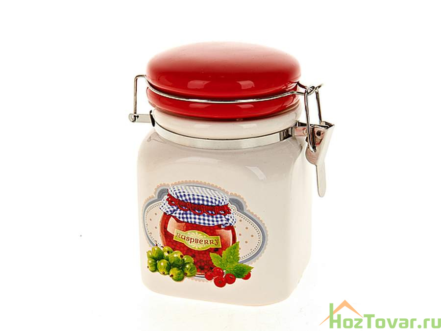Банка для сыпучих продуктов (клипс) "Джем" 8,5*8,5*13см v=450мл (квадратная)