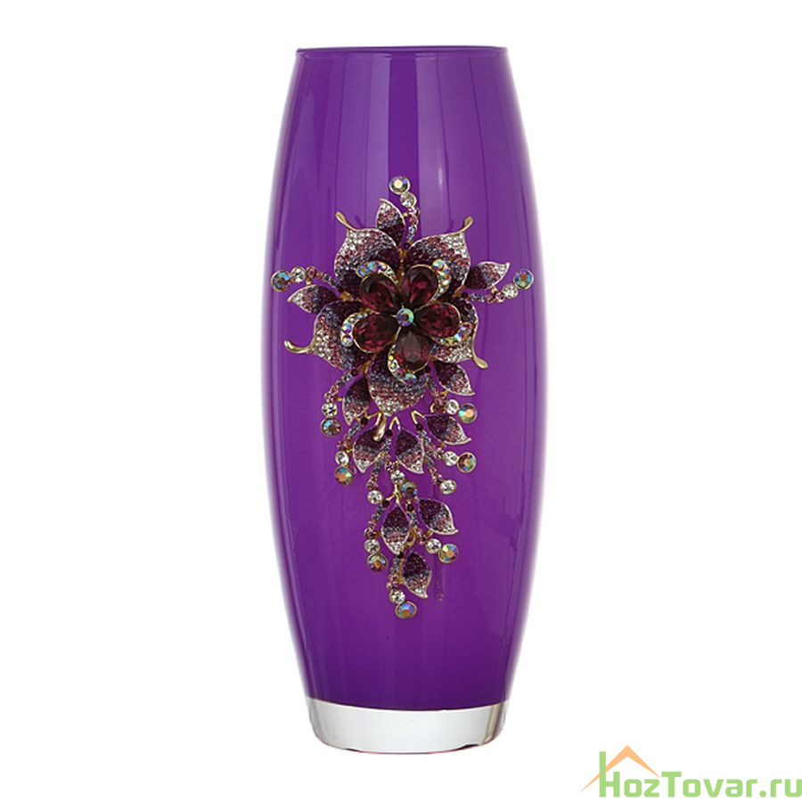 Сиреневая ваза с брошкой