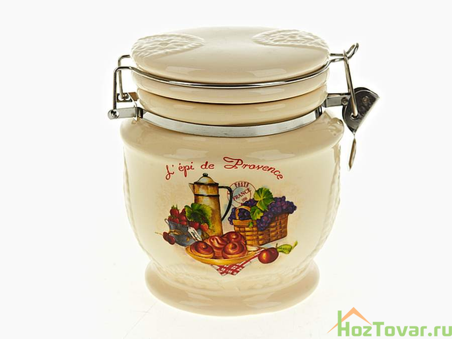 Банка для сыпучих продуктов (клипс) "French breakfast" 12*12*14см v=730мл (подарочная упаковка)