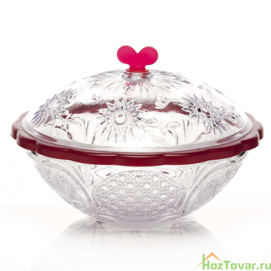 Сахарница с крышкой Хрусталь 0,5 л (прозр. - крас.)