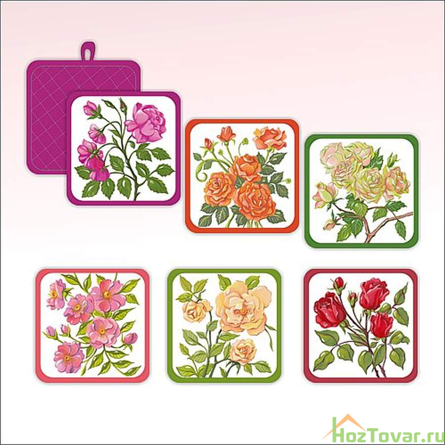 Прихватка "Розы Фото-графика" 17*17см 6 диз