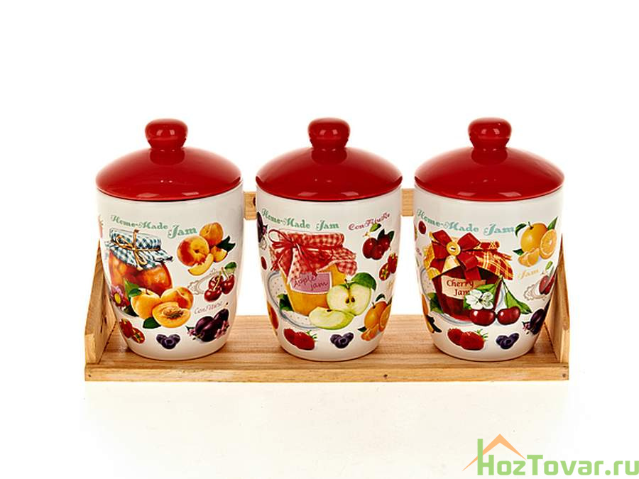 Банки для сыпучих продуктов "Джем", 3 штуки, 32,5x11x17,5 см