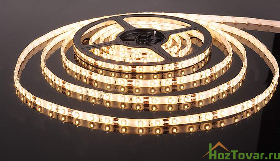 Светодиодная лента 3528/60 LED 4.8W IP65 [белая подложка] теплый белый свет, 5 м (цена за 5 м)