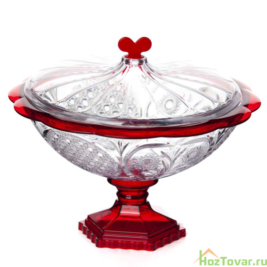 Ваза с крышкой малая на ножке Хрусталь, D=21 см