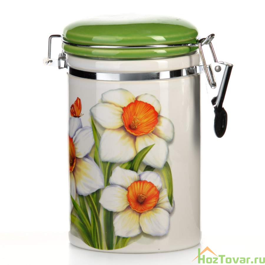 Банка для сыпучих продуктов (клипс) "Нарцисс" d=10см. h=17см. v=800мл. (подарочная упаковка)