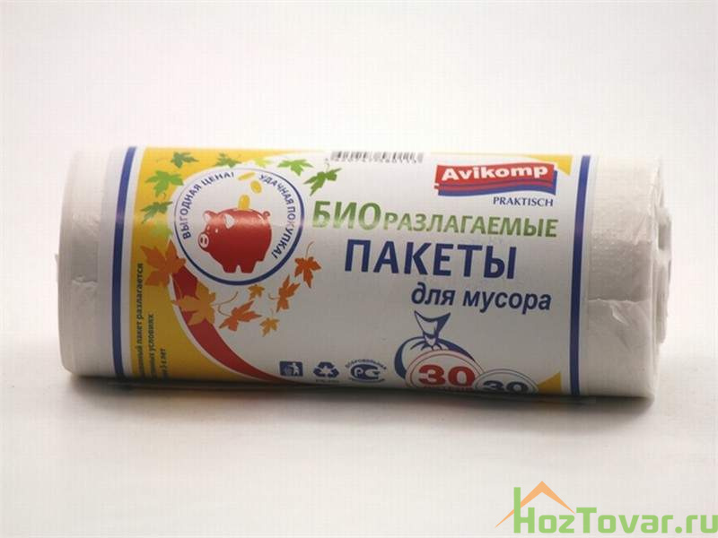 Пакеты для мусора Avikomp Praktisch биоразлагаемые 30л (белые) в рулоне 30шт