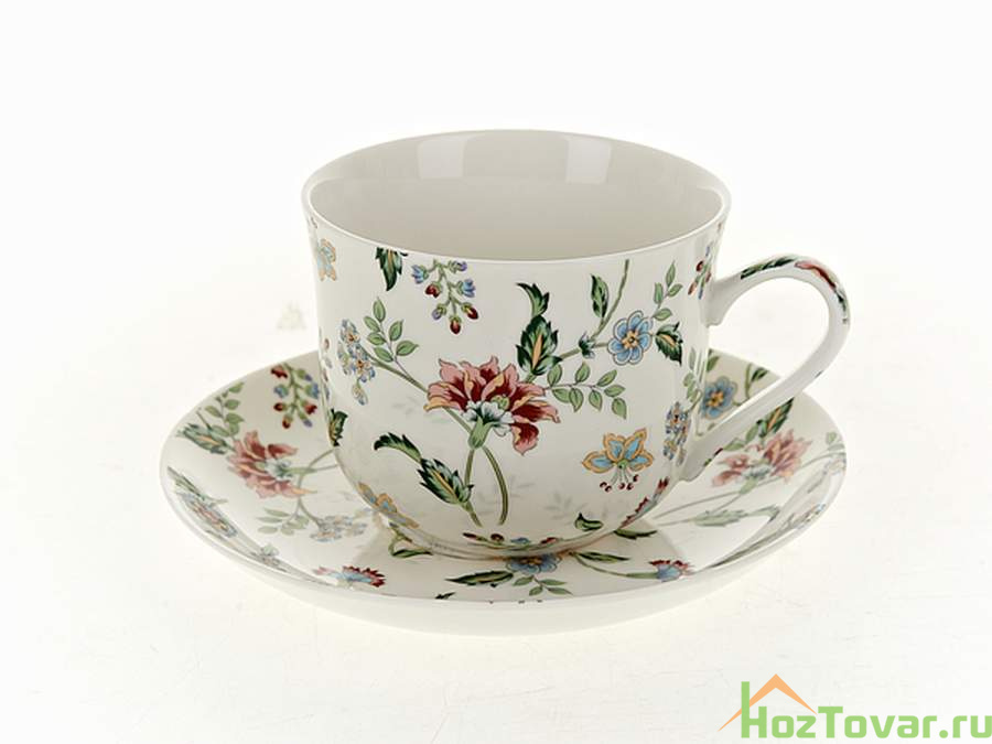 Чайный набор 2пр. "Альпийский сад" v=450мл (фарфор) (подарочная упаковка)