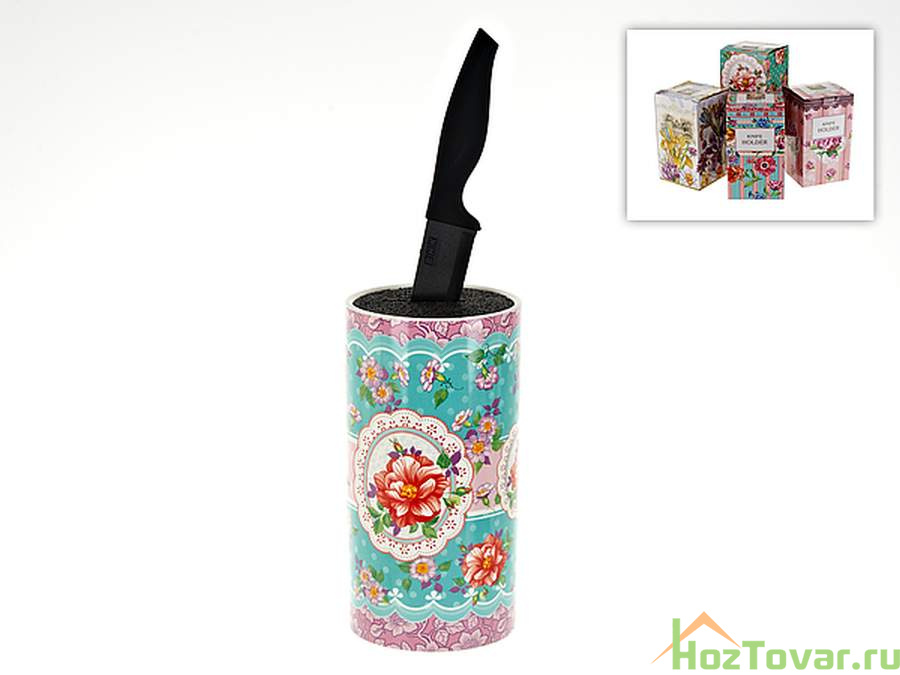 Подставка для ножей "Цветочные кружева" d=11,5см h=23см (керамика, полимерные материалы) (подарочная упаковка)