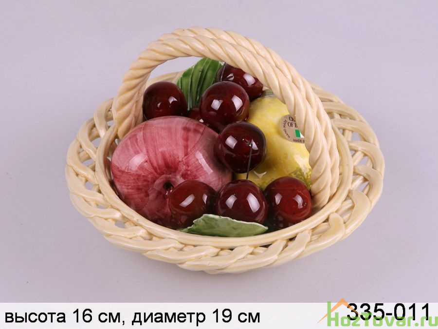 Изделие декоративное "КОРЗИНА С ФРУКТАМИ" диаметр=19 см.высота=13 см.без упаковки