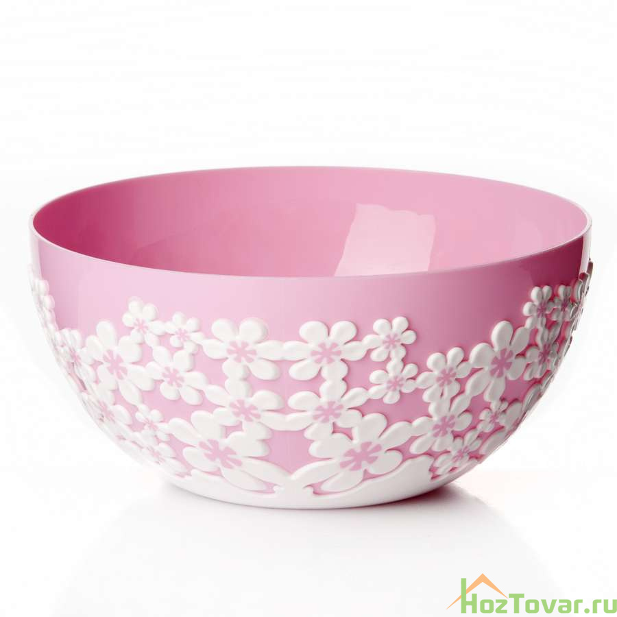 Салатник круглый без крышки Дольче Вита 1,2 л (роз.-бел.)