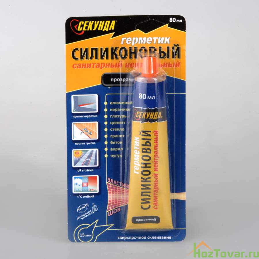 Герметик силиконовый Секунда прозрачный 80 мл